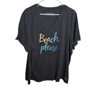 Life Is Good T-Shirt Women's XXXL Crusher Tee Beach Please Short Sleeve Logo